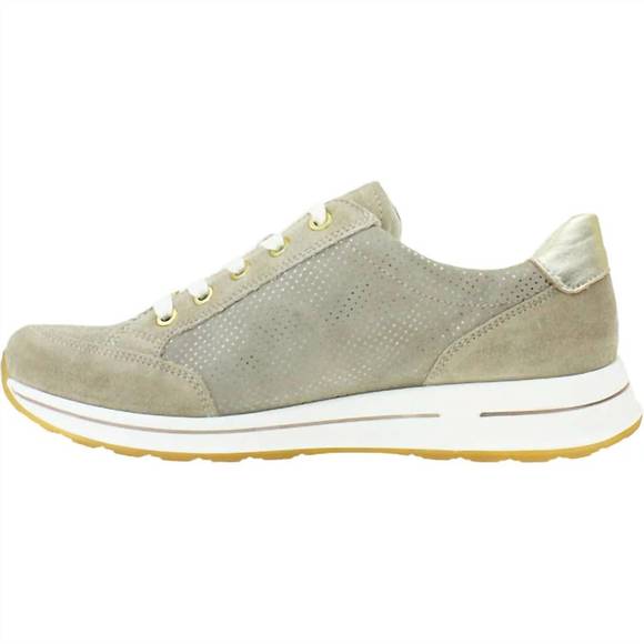 NEW ARA women's oleanna sneakers in sand/platinum suede - Picture 2 of 4